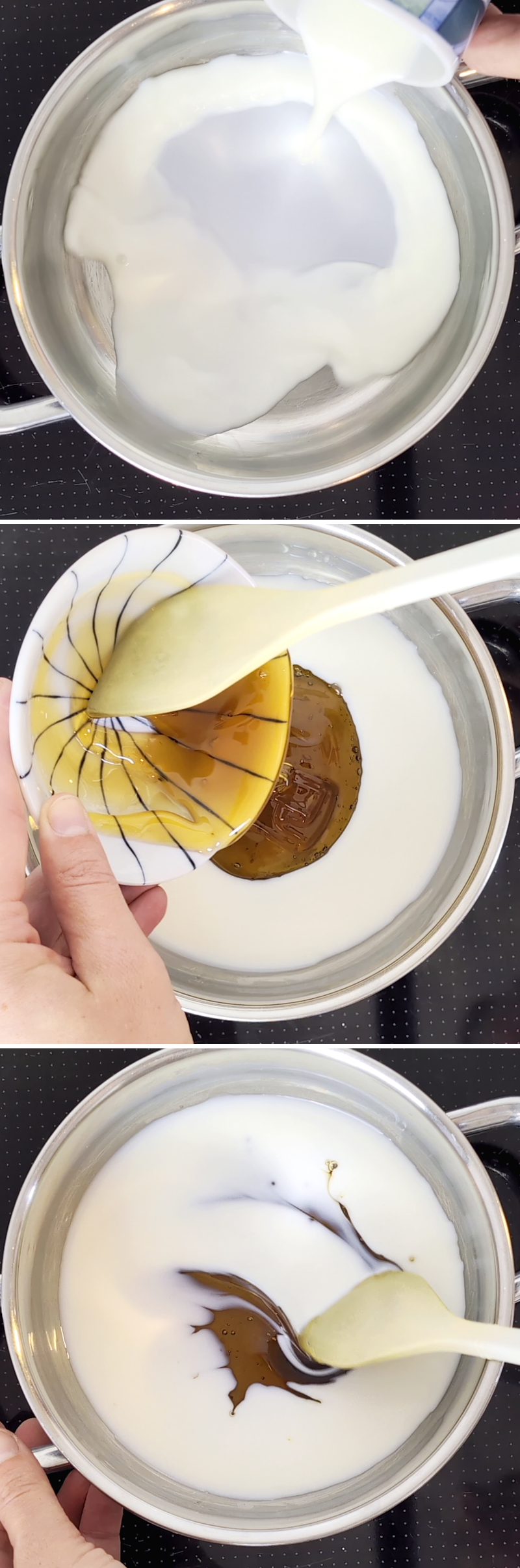 Castella Kuchen Schritt 2 Milch und Honig erwärmen