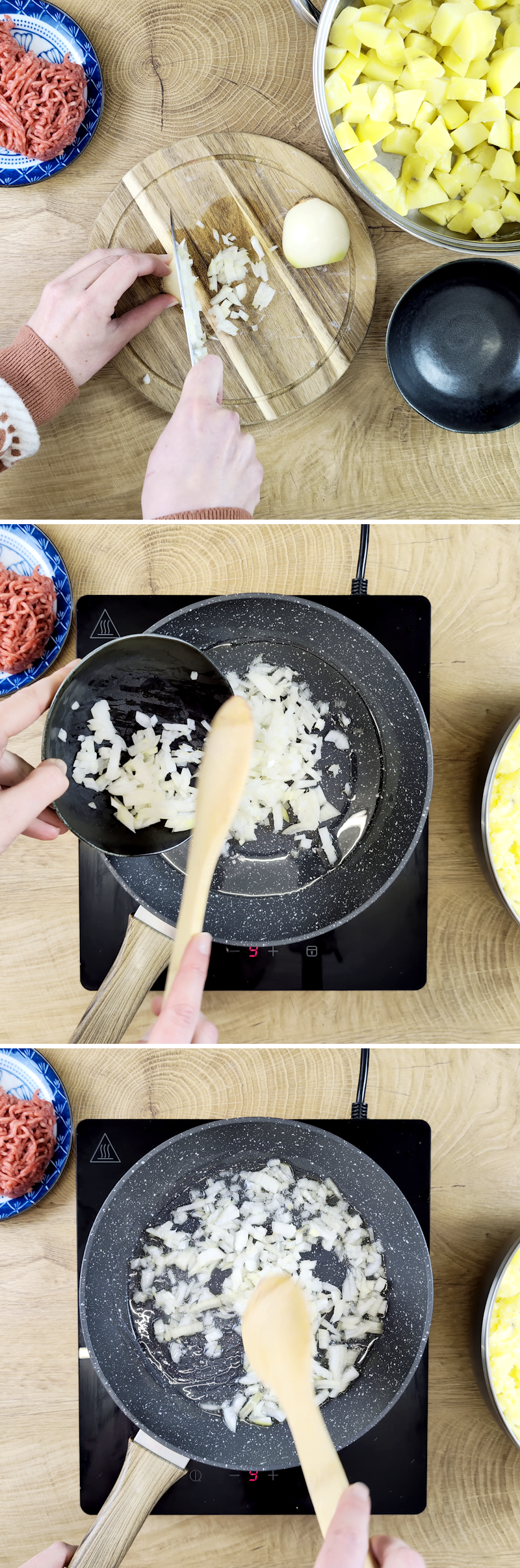 Korokke Schritt 4 Zwiebeln anbraten