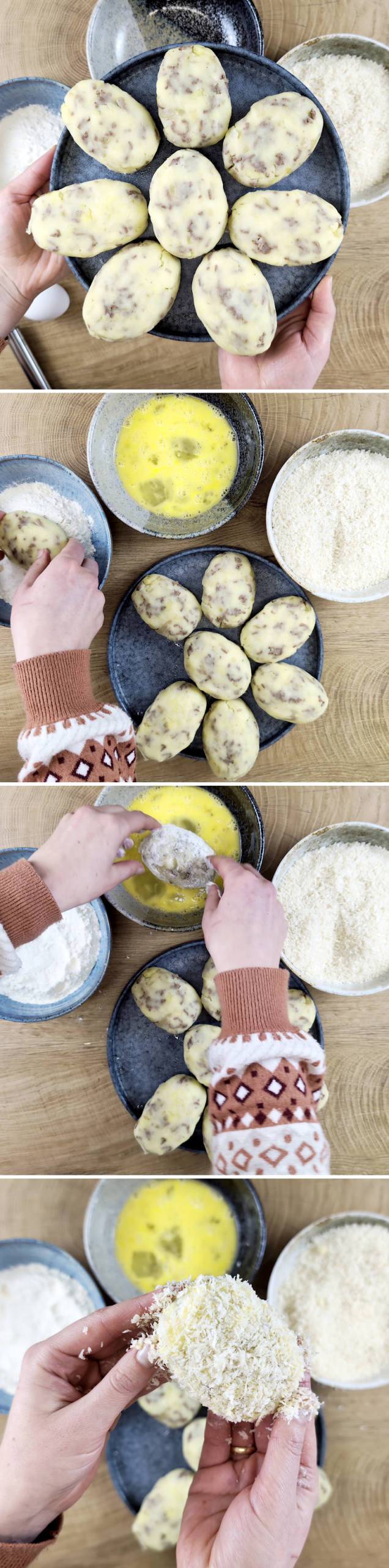 Korokke Schritt 8 Kroketten panieren