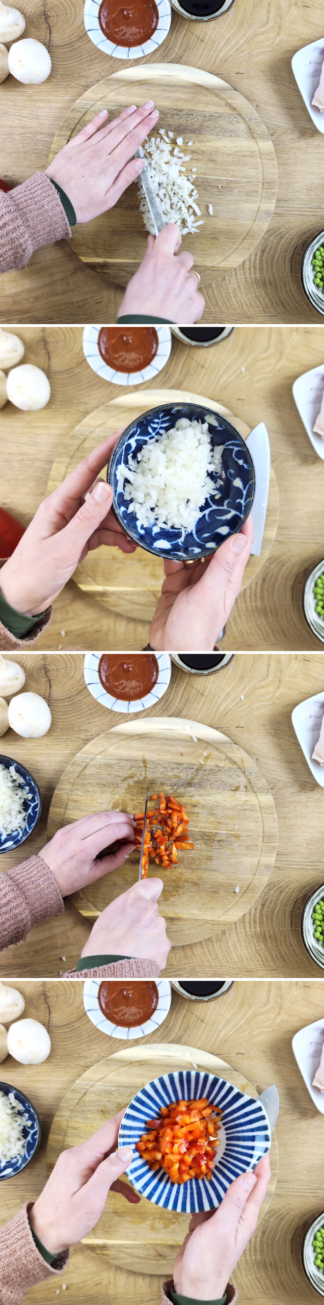 Omuraisu Schritt 3 Zwiebel und Paparika vorbereiten