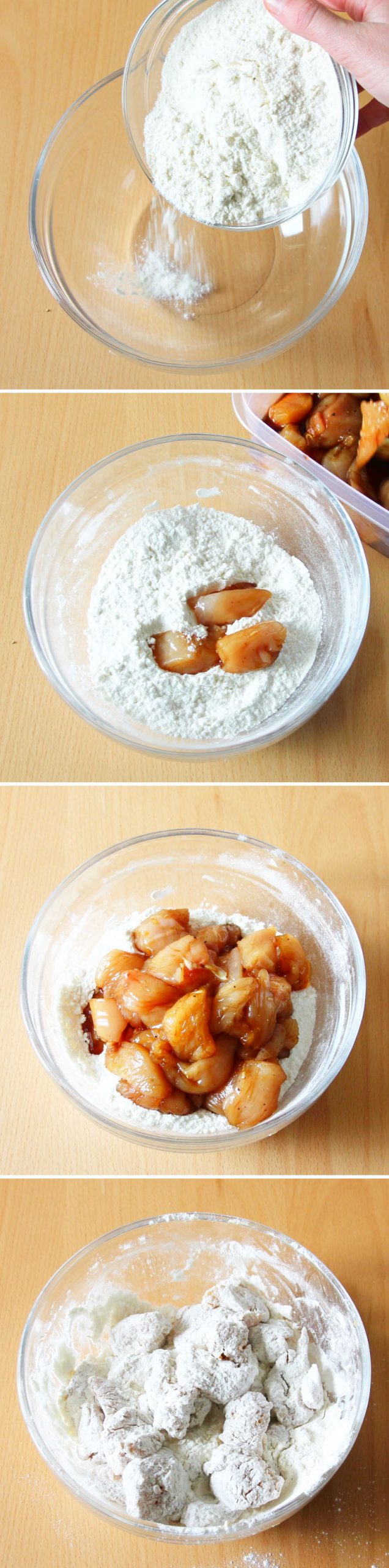 Karaage Schritt 6 Hähnchen panieren