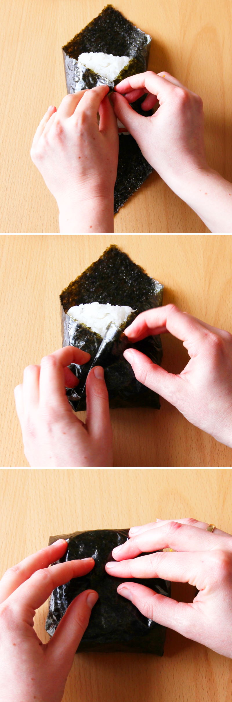 Onigirazu Sushi Sandwich Schritt 5 Nori umwickeln