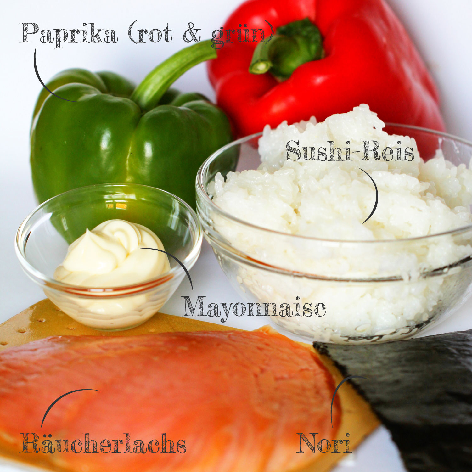Onigirazu Sushi Sandwich Zutaten