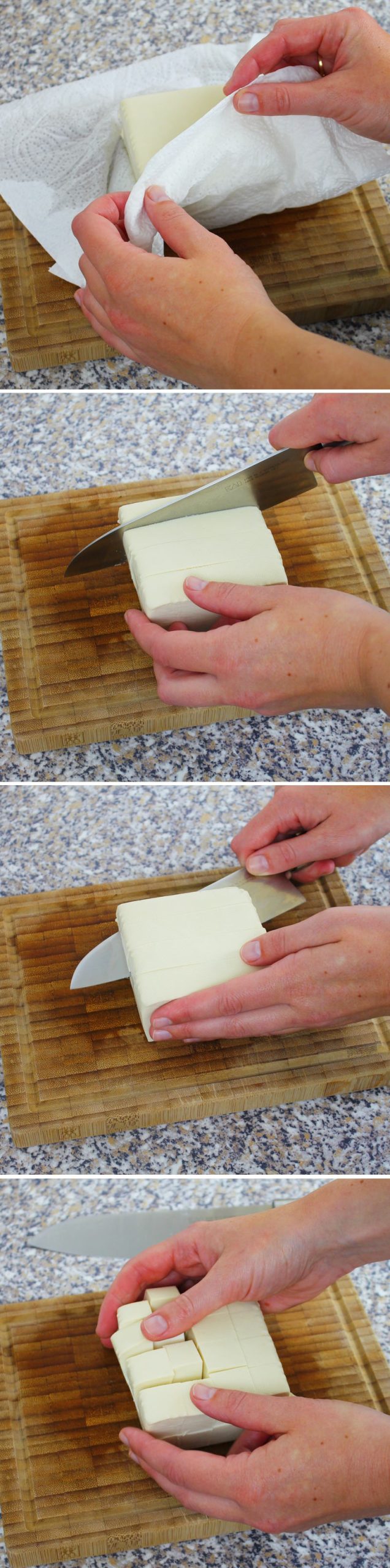 Kenchinjiru Schritt 7 Tofu schneiden