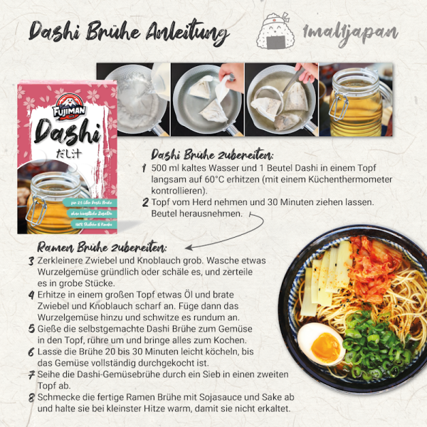 Bustine di brodo Dashi 5 x 8 g (pronto all'uso, vegano, senza MSG), Fujiman