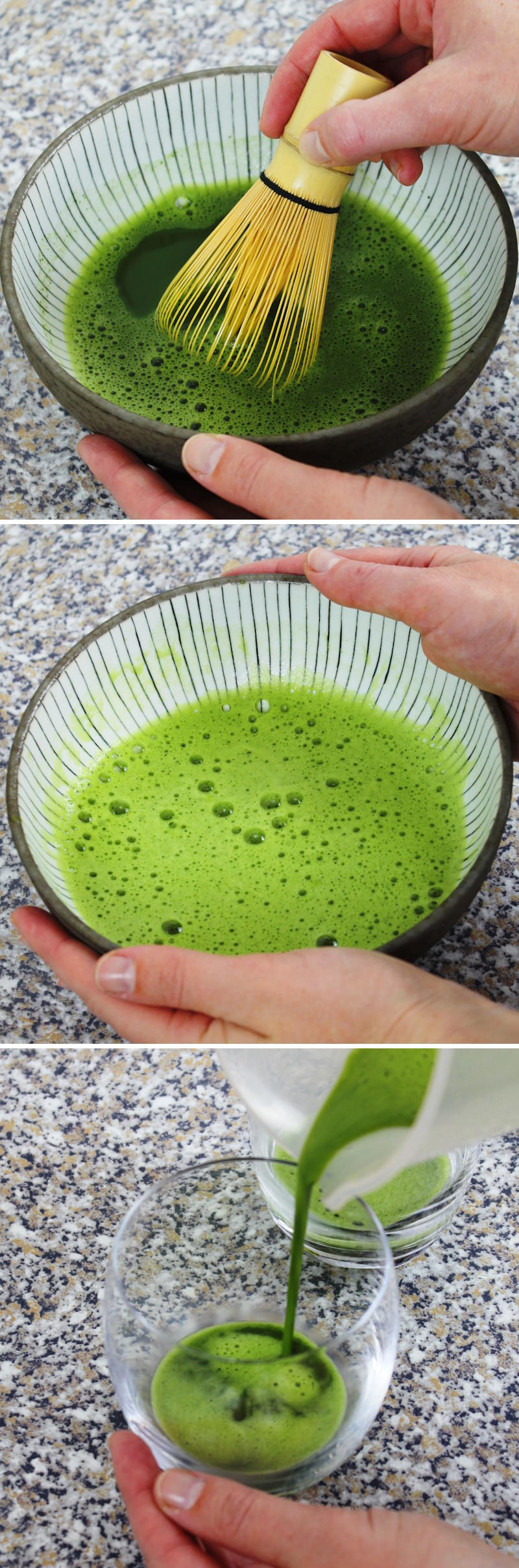 Matcha Latte Schritt 4 Matcha mit Chasen verquirlen