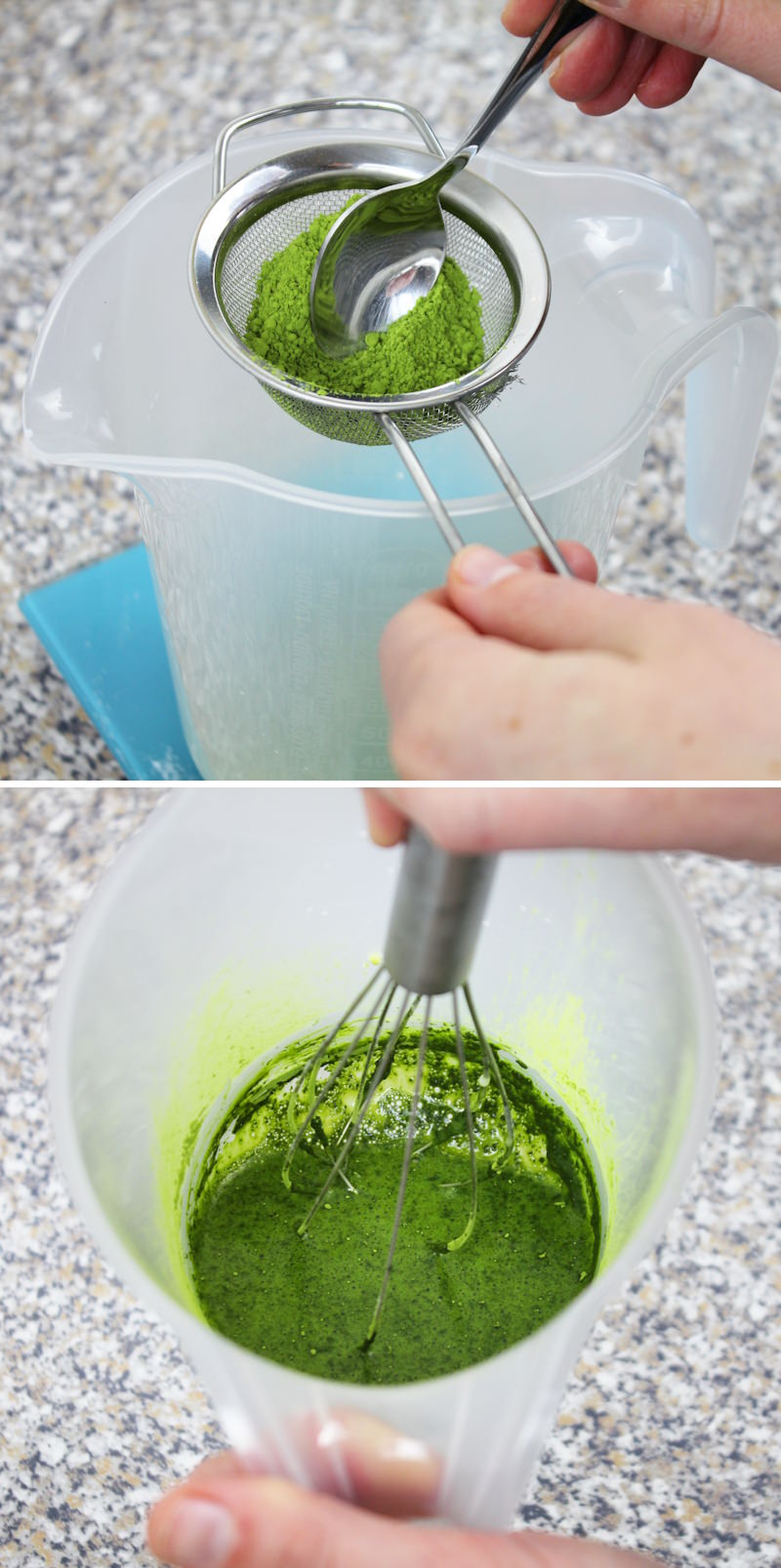 Matcha Pudding Schritt 4 Matcha mit Milch verrühren
