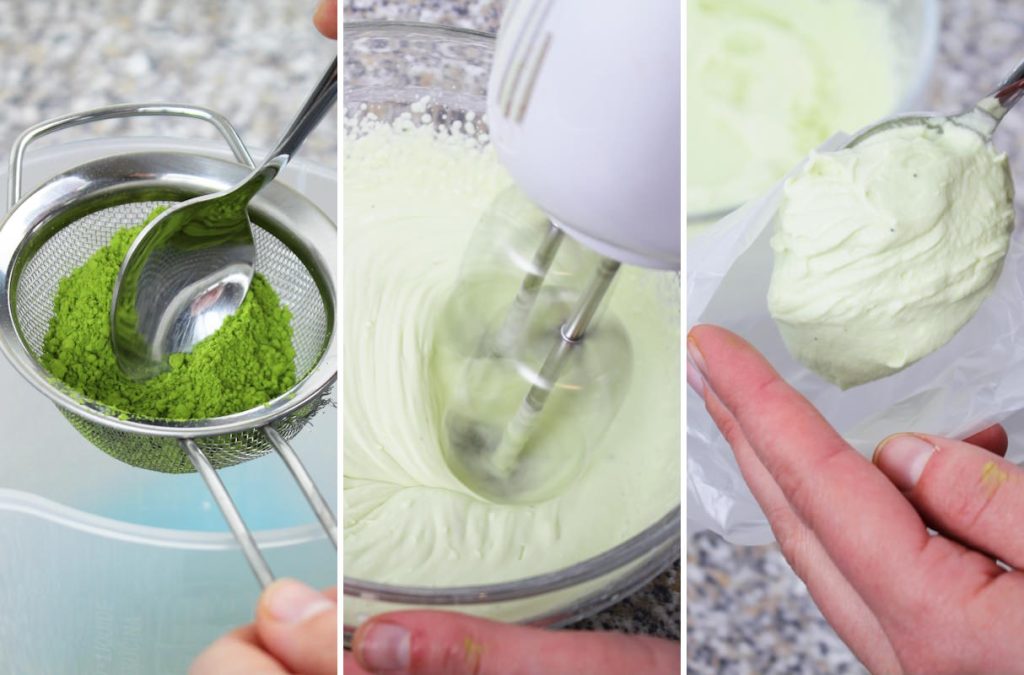 Matcha Sahne für Pudding zubereiten