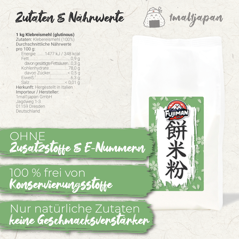 Klebreismehl Highlights + Nährwerte