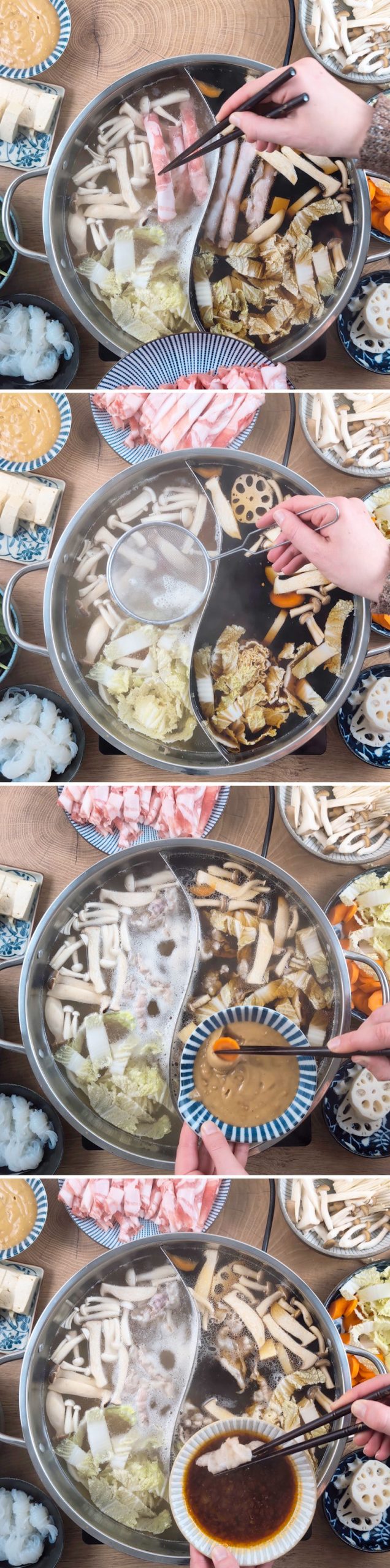 Shabu Shabu Schritt 9 Fleisch in Brühe garen
