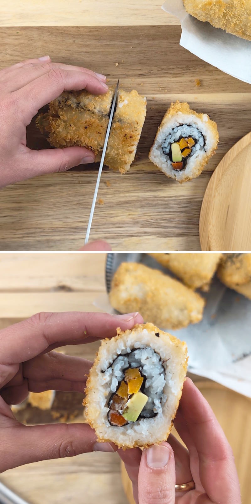 Crispy Sushi Roll Schritt 14 schneiden