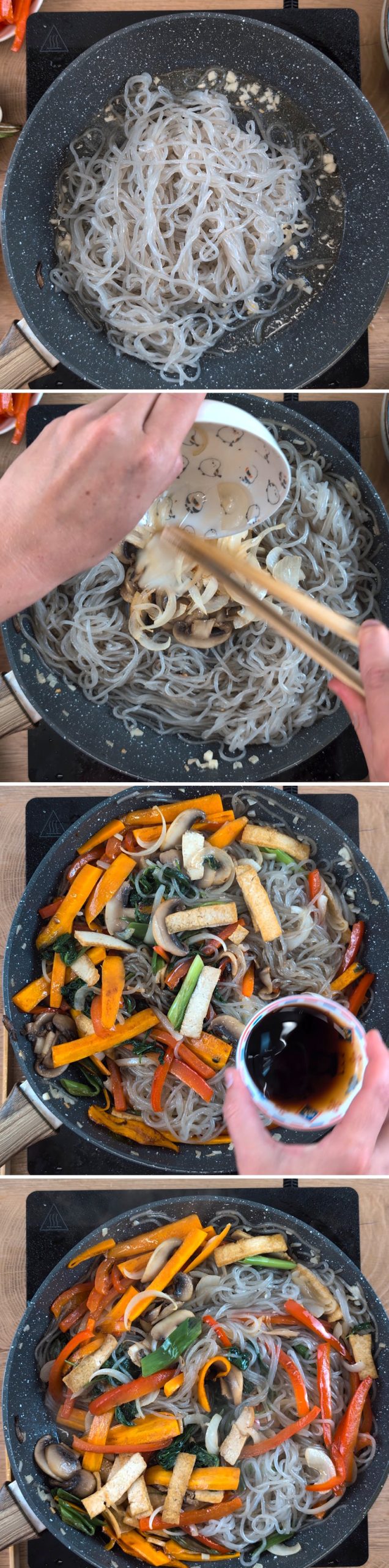 Japchae Schritt 7 vermischen und würzen