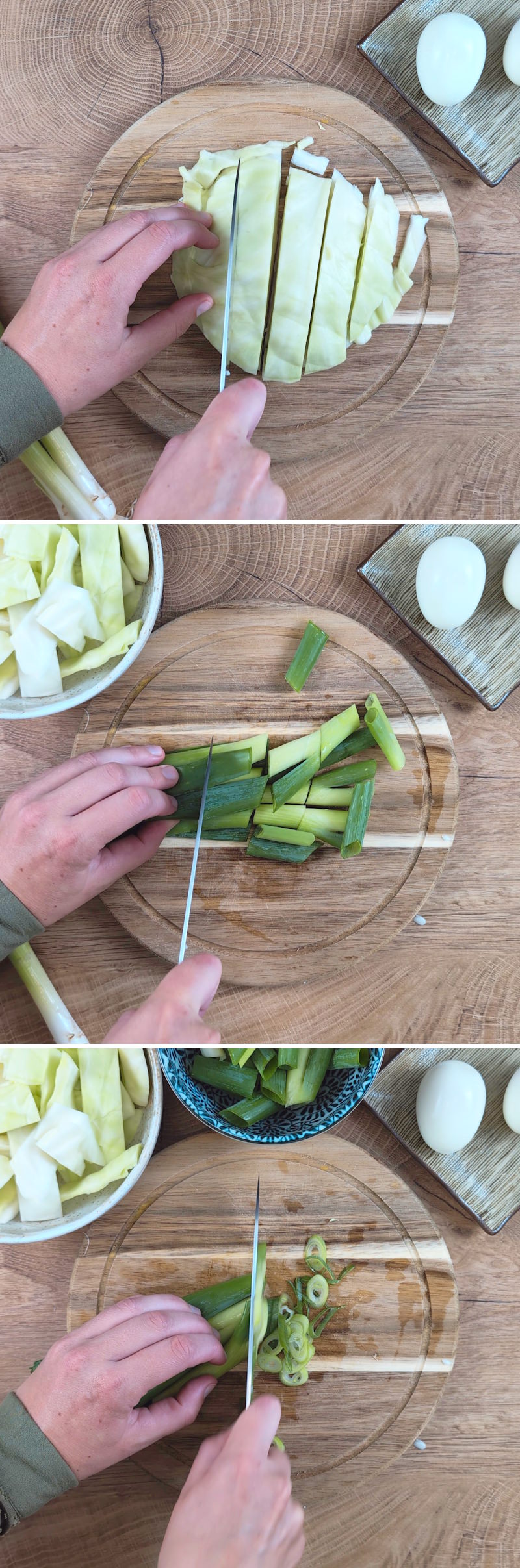 Tteokbokki Schritt 5 Kohl und Beilagen klein schneiden