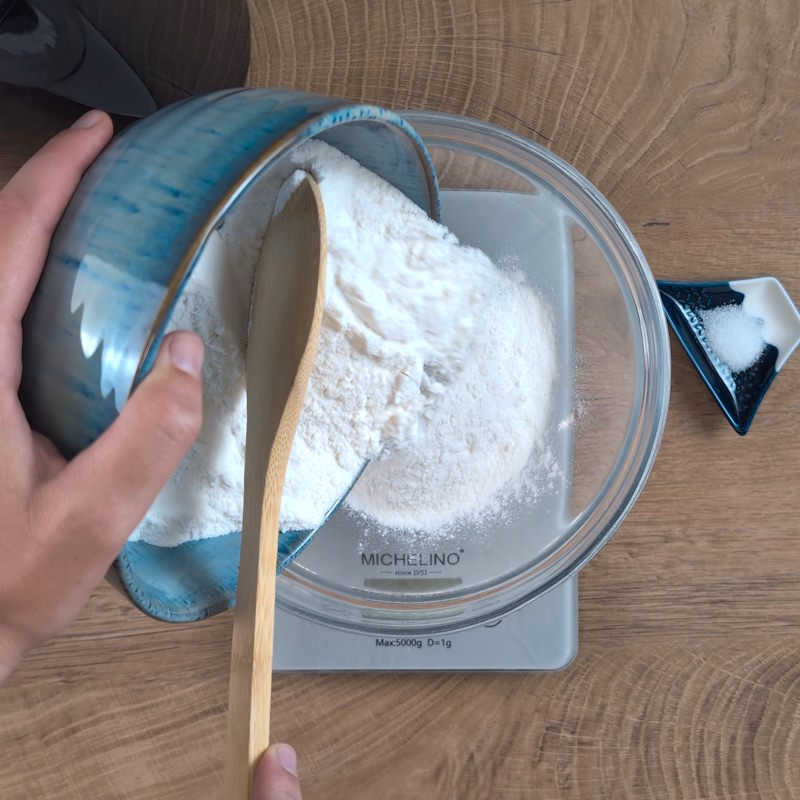 Garaetteok Schritt 2 Reismehl wiegen
