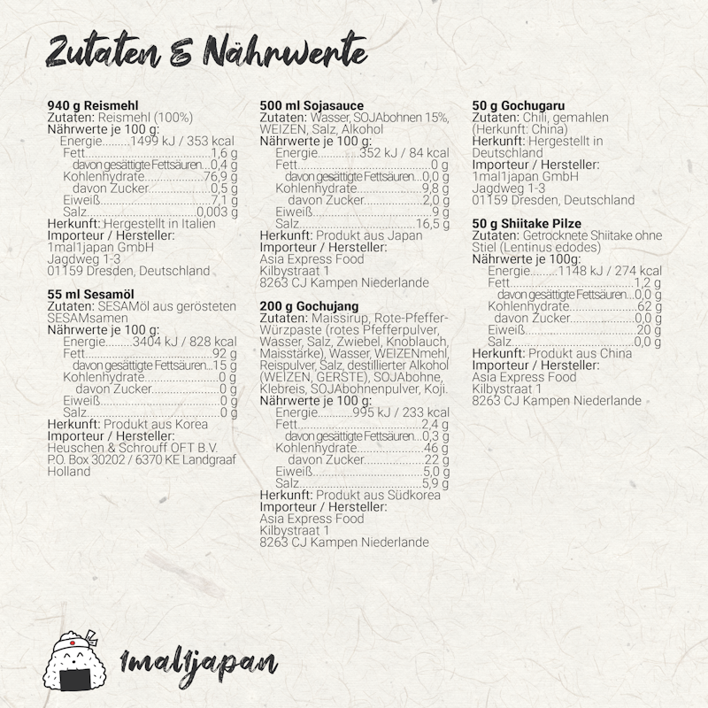 Tteokbokki Kochbox Zutaten und Nährwerte