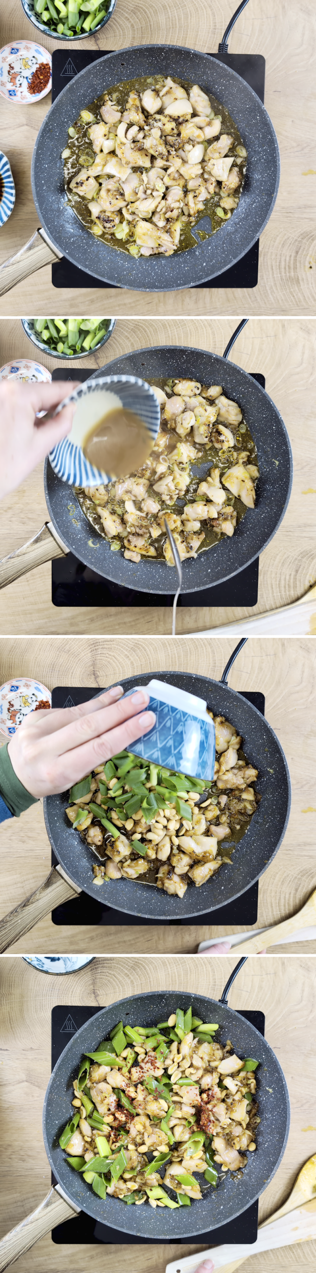 Gong Bao Chicken Schritt 8 Frühlingszwiebeln & Erdnüsse hinzufügen