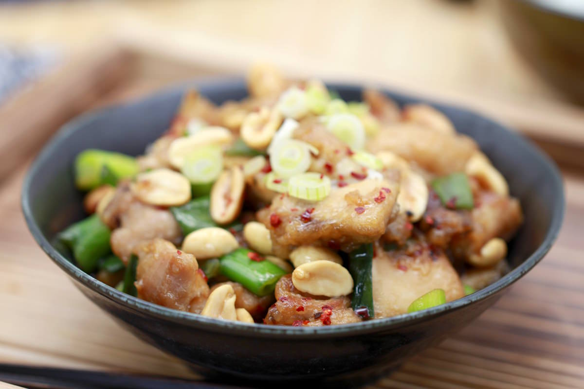 Gong Bao Chicken in Nahaufnahme