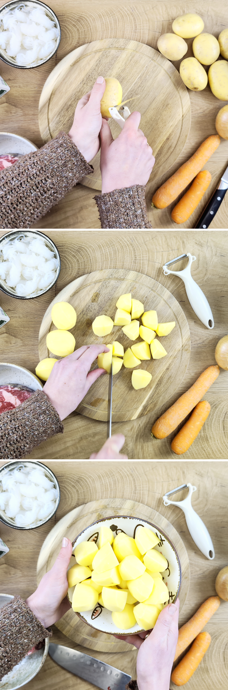 Nikujaga Schritt 2 Kartoffeln vorbereiten