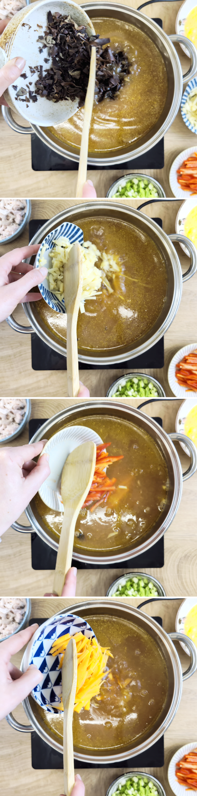 Pekingsuppe Schritt 11 Pilze und Gemüse hinzufügen