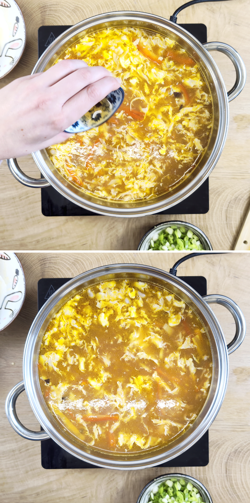 Pekingsuppe Schritt 14 Essig und Sesamöl einrühren