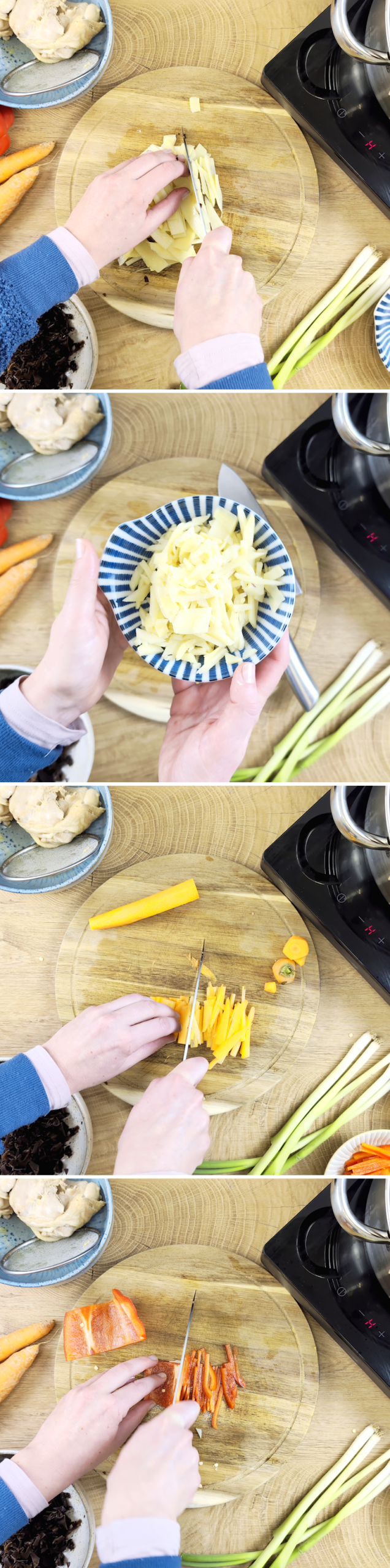 Pekingsuppe Schritt 5 Gemüse in Streifen schneiden