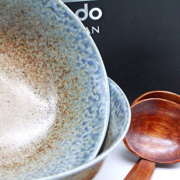 Ramen Schüssel „Ki“ (2er Geschenkset mit Bambus Löffel & Essstäbchen, Ø 22 cm)