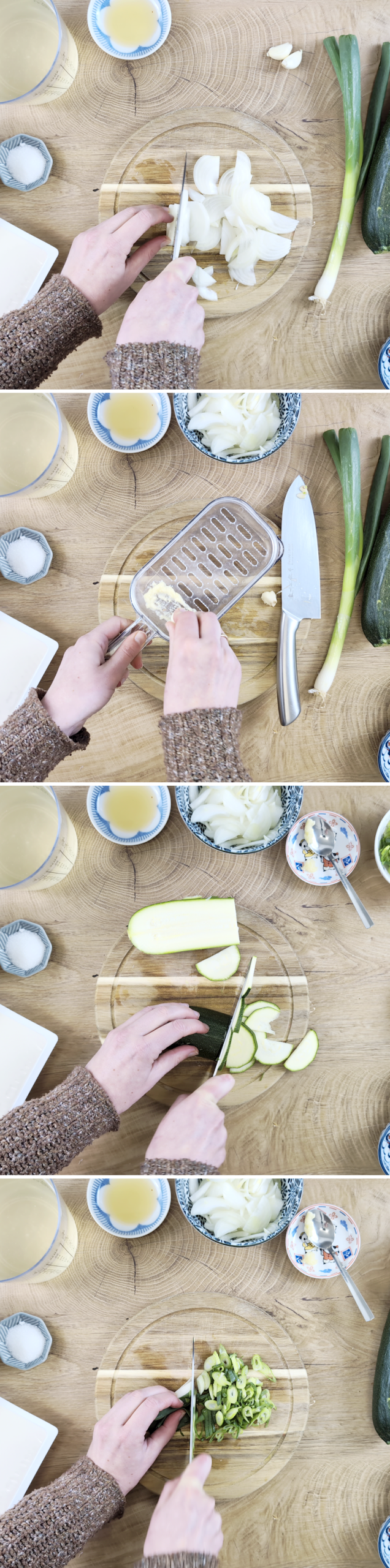 Sundubu Jjigae Schritt 2 Zutaten klein schneiden