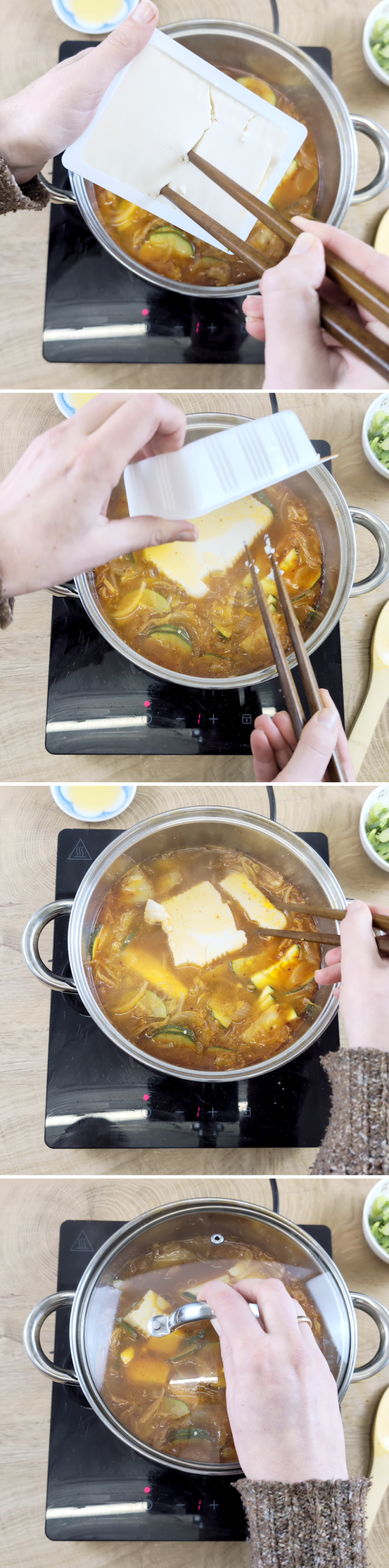Sundubu Jjigae Schritt 6 Tofu hinzufügen