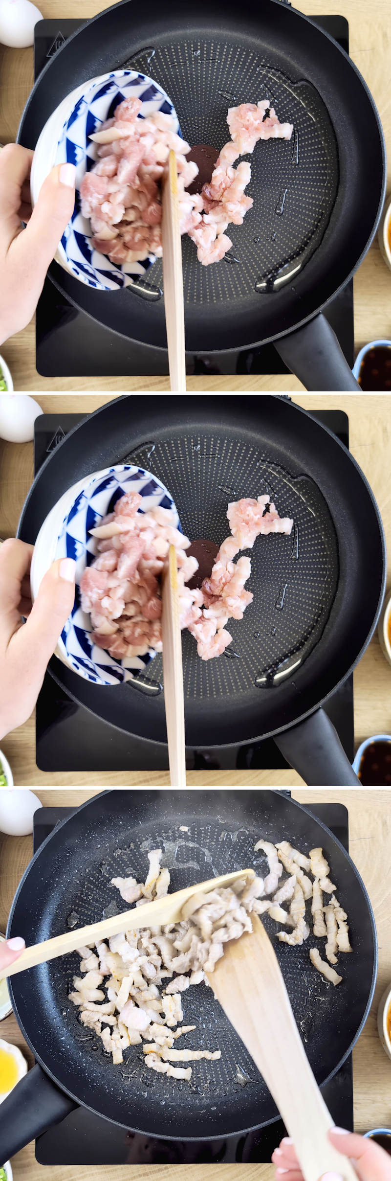 Kimchi Fried Rice Schritt 4 Fleisch anbraten