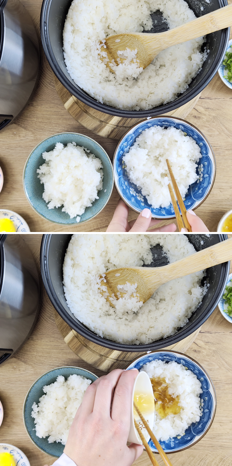 Tamago Kake Gohan Schritt 6 Reis mit Eiweiß verrühren