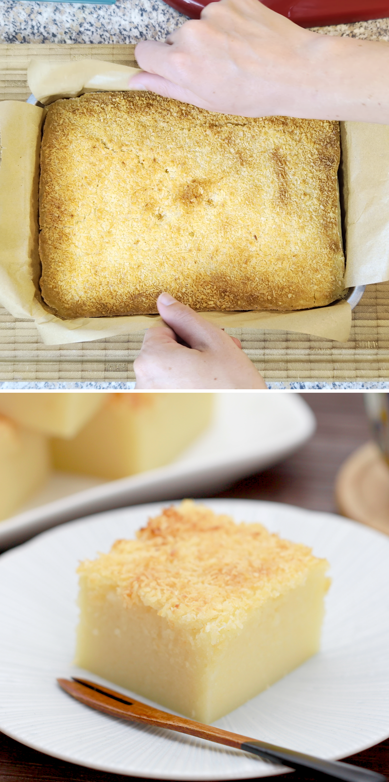 Butter Mochi Schritt 9 Kuchen abkühlen lassen und servieren