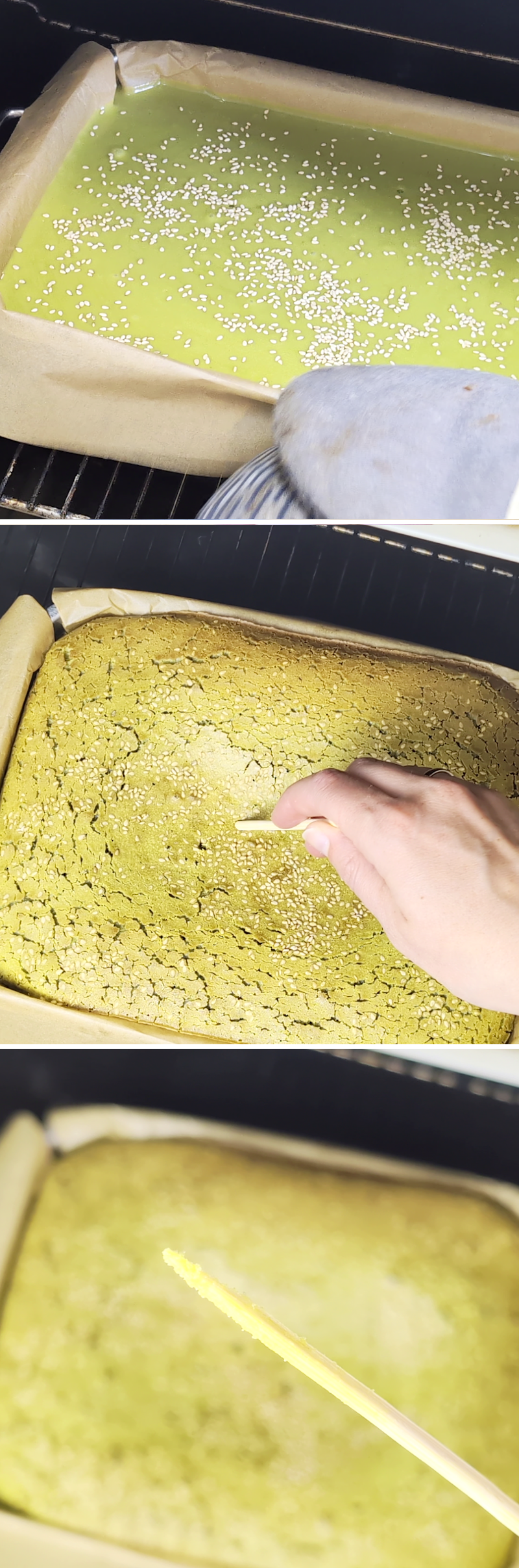 Matcha Butter Mochi Schritt 8 Kuchen backen