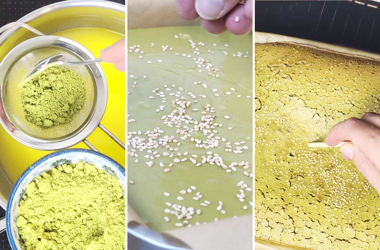 Matcha Butter Mochi Schritt für Schritt selber machen