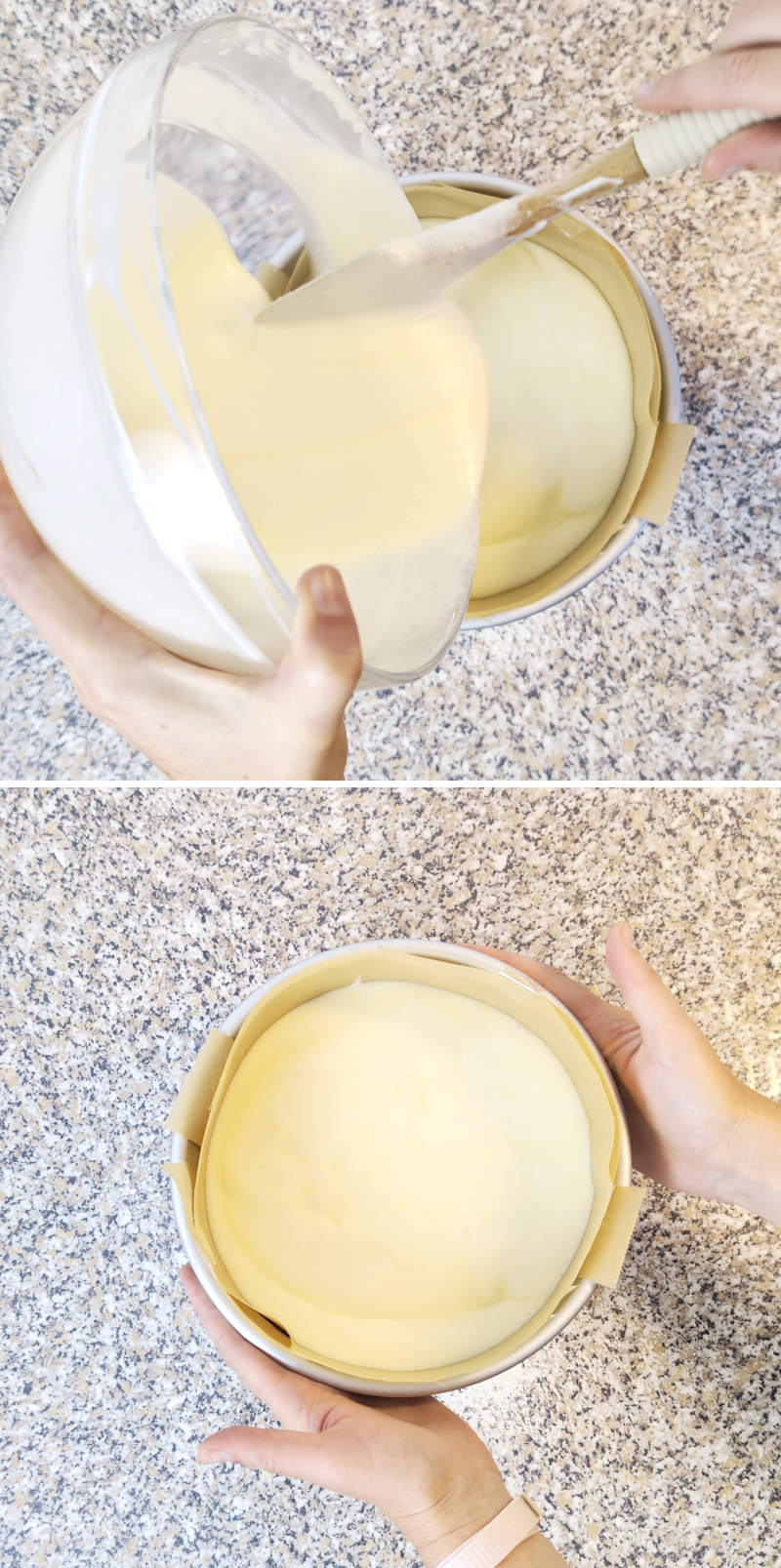 Japanischer Cheesecake Rezept Schritt 10 Teig in Form füllen