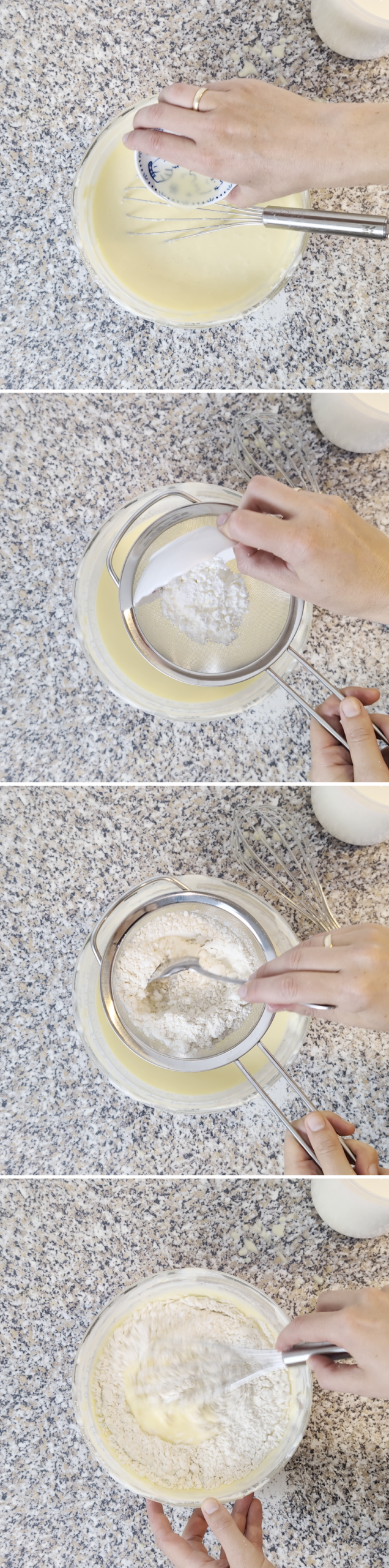 Japanischer Cheesecake Rezept Schritt 7 Mehl zum Teig geben