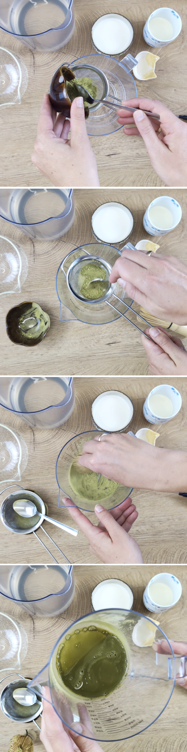 Coconut Matcha Cloud Schritt 2 Matcha mit heißem Wasser aufschlagen