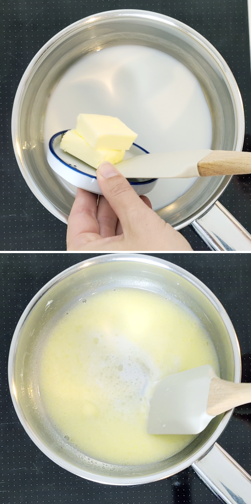 Japanese Strawberry Shortcake Schritt 2 Butter und Milch vorsichtig erwärmen