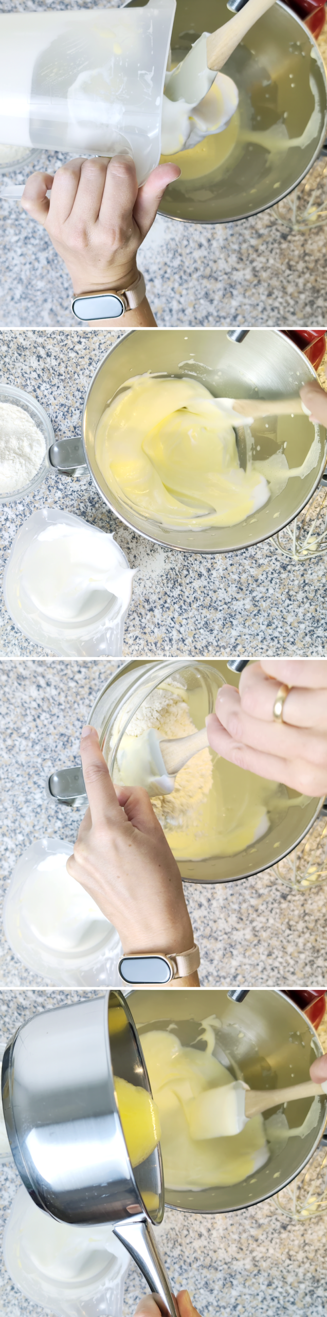 Japanese Strawberry Shortcake Schritt 5 Mehl und Butter-Milch-Mischung unterheben