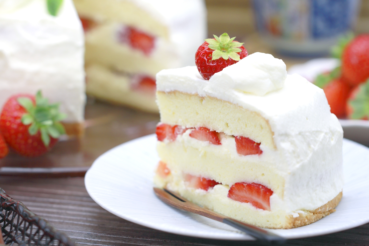 Japanese Strawberry Shortcake japanische Erdbeertorte mit Sahne